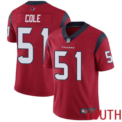 Houston Texans Limited Red Youth Dylan Cole Alternate Jersey NFL Football 51 Vapor Untouchable